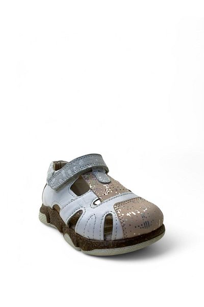 Tuğba Ortopedi 189 Orthopedic 100% Genuine Leather Baby Girl White/Powder Corset Sandals