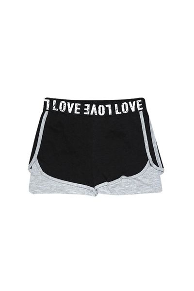 LOVETTI love Written BlacK-grey Girl's Shorts - Elastic Waist