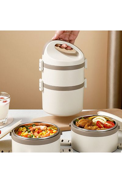 Generic وعاء حراري مزدوج الجدار من الفولاذ المقاوم للصدأ لحفظ الطعام، صندوق غداء معزول من طبقتين للأطفال والكبار