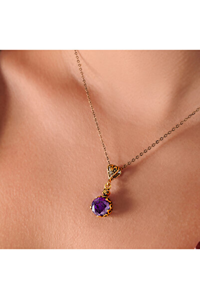 Atelier LEO Handmade Jewellery Mistik Işıltı Mor Bakır El Yapımı Zirkon Taşlı...