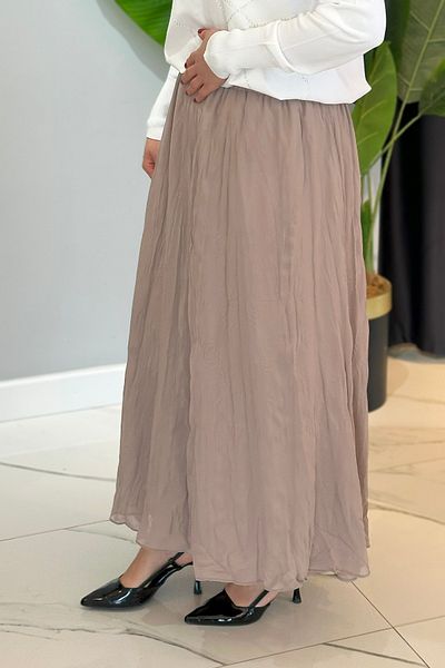 Ceremony Μπεζ Inner Sandy Chiffon Krawl Elastic Waist Φούστα 5638