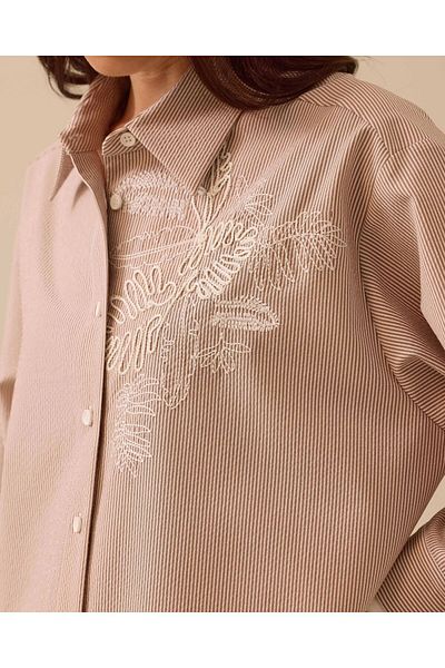 SEÇİL Detailed Embroidered Chain Tunic 38 – Mink