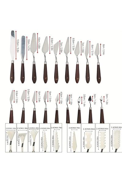 Art Tone Stainless Ulker Steleri 27 Piece Metal Spatula and Palette Knife Set