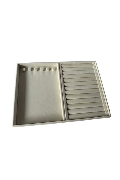 MeGass Dekor Domestic Production Rio Model Suede Fabric Cream Color Nail-sausage Drawer Inside Jewelry Organizer Jewelry Stand