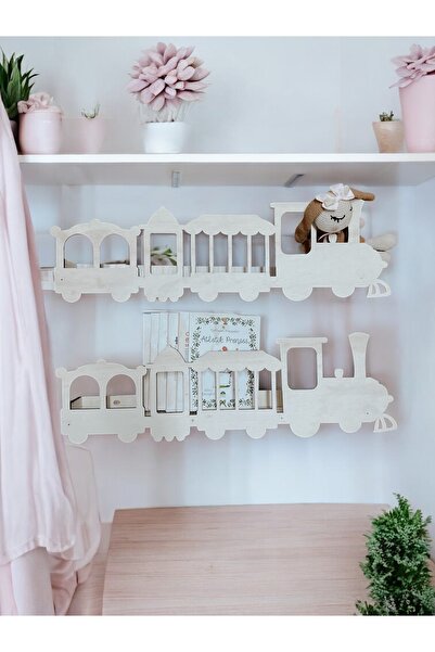 HAYALHANE AHŞAP Tren Raf / Tren Kitaplık / Ahşap Tren Raf / Çocuk Montessori ...