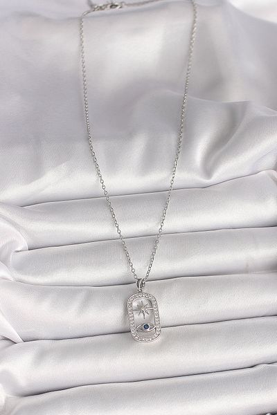 Clariss 316L Steel Silver Color Chain Zircon Stone Eye Star Model Women's Necklace