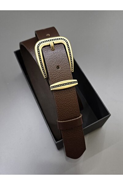 Kemerix 100% Genuine Leather Antique Finish Buckle Bitter Brown Belt