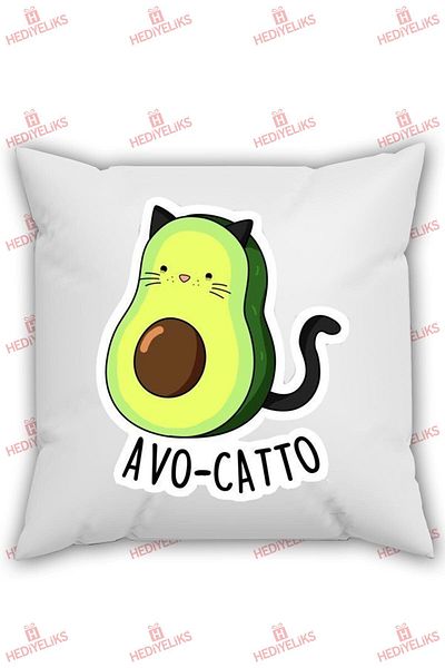 HEDİYELİKS Avocado Figured Avocatto Written Gift Pillow