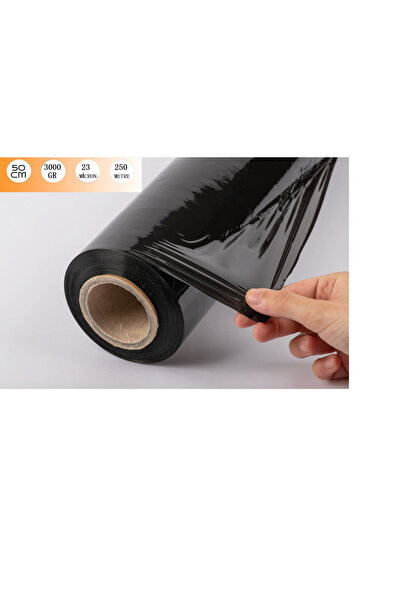 Gkc Gökçeoğlu PALET STREÇ FİLM SİYAH RENK 50 CM 300 METRE 23 MİCRON 3 KG ENDÜ...