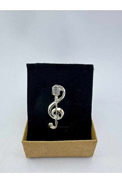 Zaim Aksesuar Mikrofon Desenli Sol Anahtarı Broş