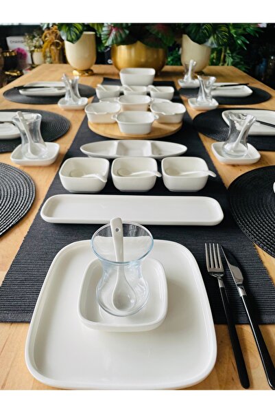 ACAR Modern 40 Parça 6 Kişilik Porselen Kahvaltı Takımı