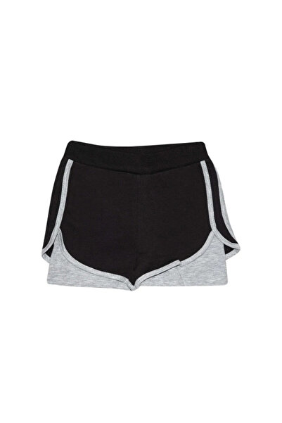 LOVETTI Ribbed BlacK-grey Girl's Shorts - Two Thread