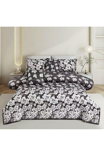 MİNG Lİ Summer Floral Quilt Set, Compressed Microfiber Filling - 6 Pieces for Two People
