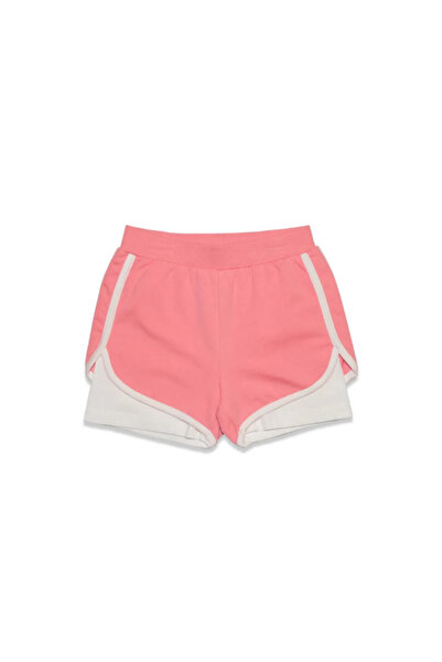 LOVETTI Somon-ekru Iki Iplik Beli Ribanalı Kız Çocuk Şort