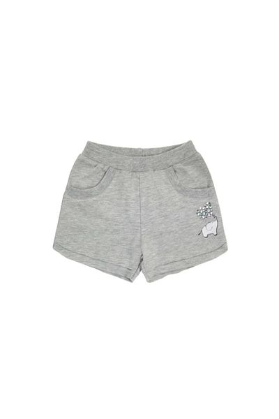 LOVETTI light GrAy Girl's Shorts - ElephAnt Print, PocKet, Two ThreAd