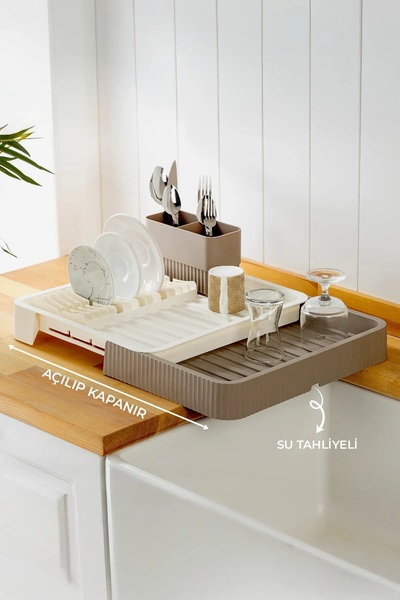 ALP HOME Açılır Kapanır Sürgülü Bulaşık Kurutma Sepeti Ayarlanabilir Lavabo Ü...