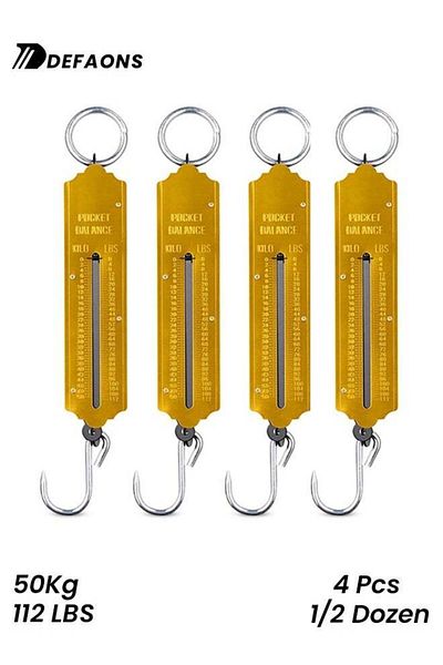 DEFAONS Pocket Balance Spring Scale Portable Hanging Weighing Scale with Hook 50Kg 112LBS Capacity