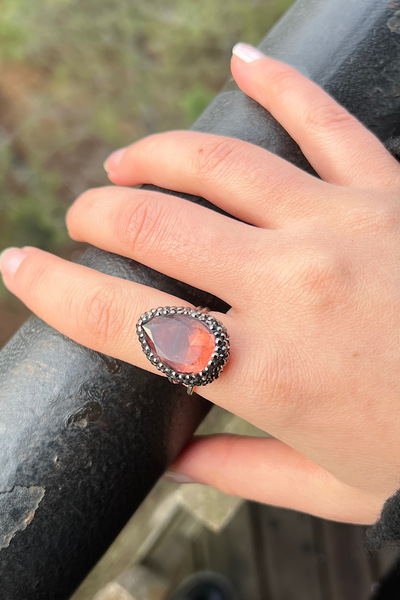 Pinart Ayarlanabilir Gerçek Zultanit Ve Zirkon Taşlı Gümüş Damla Şeklinde Kad...