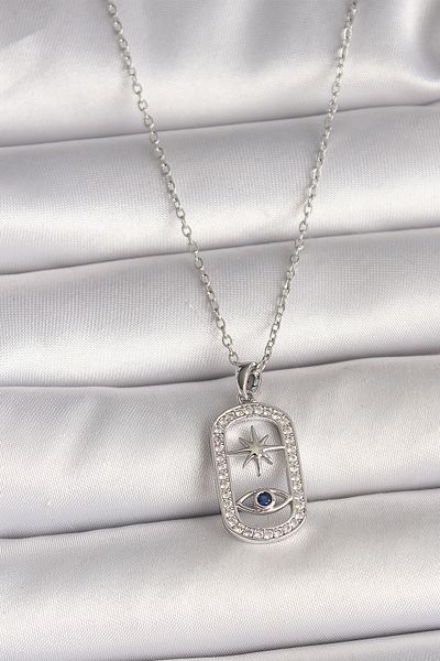 Clariss 316L Steel Silver Color Chain Zircon Stone Eye Star Model Women's Necklace