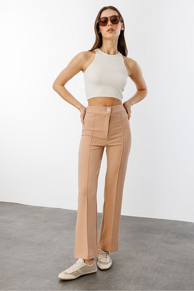 GENIUS STORE Women's High Waist Flared Leg Palazzo Trousers Pantolon-003