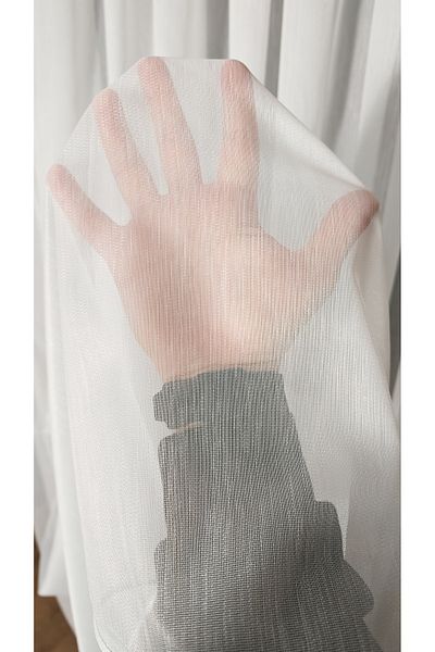 Yuka Organic Bamboo Tulle Curtain - 1/3 Tight Pleat - Ecru - Suitable for Every Room - Non-Crease - No-Ironing - Skirt with Lead