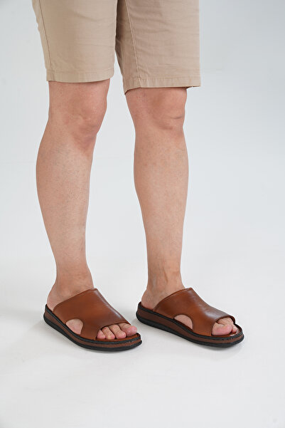 MİRA TERLİK ORTOPEDİK TERLİK VE AYAKKABI Чоловічі ортопедичні шкіряні капці, м'які та еластичні, з масажною підошвою, підходять для щоденного носіння, а також для хаджу та умри.