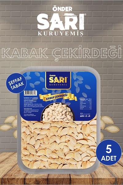 Önder Sarı Kuruyemiş Pumpkin Seeds Nevsehir Double Transparent Plate 90 g X 5 Units