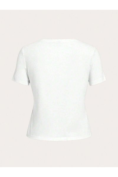PENTHİLUS Comfortable Short-Sleeved T-Shirt with Round Neck, Floral Print and Slogan "Only Good Vibes"