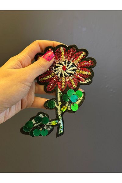 Gönülden Tasarım Iron-On Beading Stitching Flower Coat of Arms Sewing Applique 14X10 cm