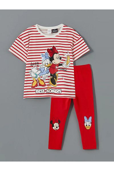 LC Waikiki Lcw Kids Red Girl's T-Shirt and Leggings 2-Pack