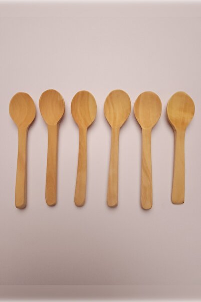 KıyıBucak مجموعة من 6 ملاعق صغيرة مصنوعة يدويًا من خشب البقس، ملعقة خشبية، 12 سم