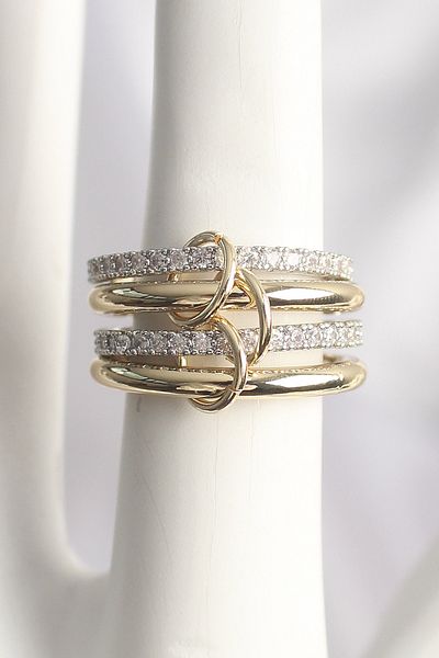 Evinso Brass Mix Color Zircon Stone 4-Piece Women's Ring