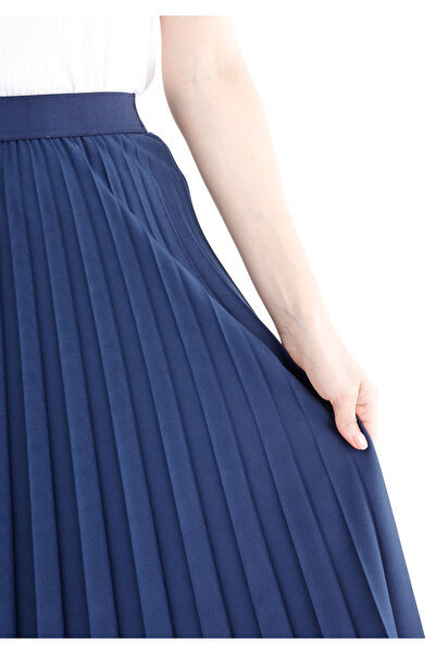 Guzella Knee Length Pleated Elastic Waist Skirt