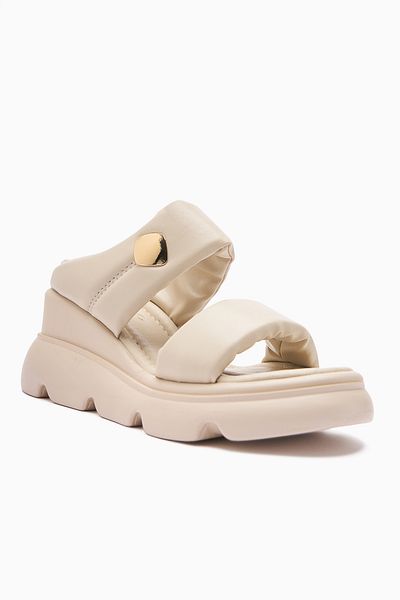 Limoya Susi Beige High Heeled Fluffy Women's Slippers