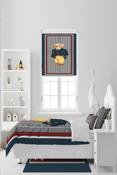 BelezaHome Fares Bear Single Duvet Cover Set-Blue