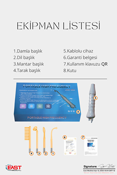 east medical Yüksek Frekans Cihazı 4 Problu Yüz Cilt Bakım Cihazı Gençleştirme Anti-aging High Frequenc