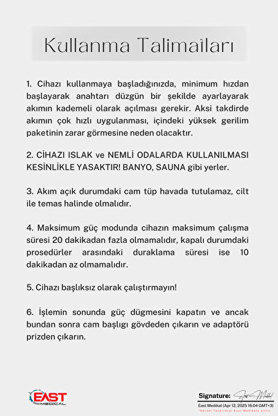 east medical Yüksek Frekans Cihazı 4 Problu Yüz Cilt Bakım Cihazı Gençleştirme Anti-aging High Frequenc