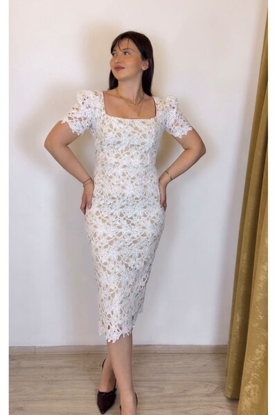 SİNEMTALİBUTİK GÜPÜR TASARIM MİDİ BOY ELBİSE