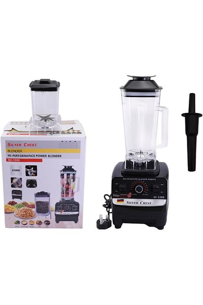 Silver Crest Silvercrest 4500W blender with two bowls: a large 2L bowl for juices and a small 1L bowl for grinding coffee and spices.