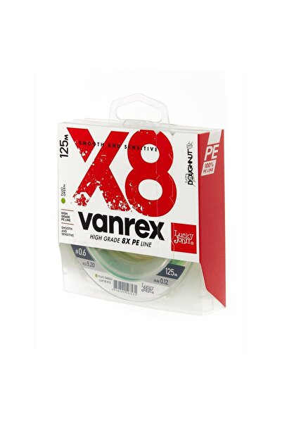 LUCKY JOHN Vanrex Pe 8x Плетіння 0,20 мм. 125 м. Флуоресцентна зелена нитка
