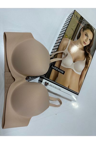 Orkide 8885 Laser Cut Concealed Underwire Seamless Half-Supporting Striped Single-Bra