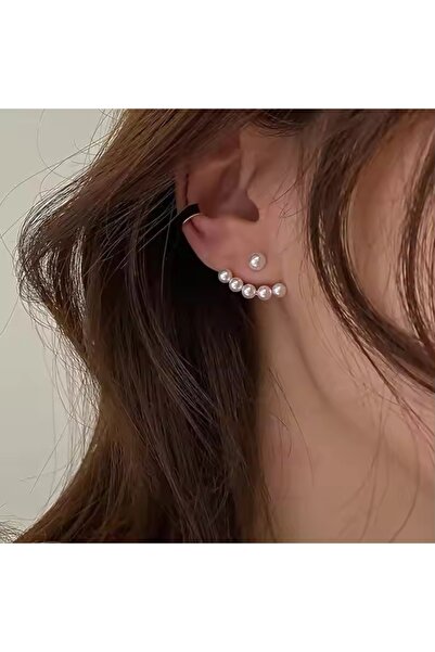 HOBİSY GIFT SHOP Modern Minimalist İnci Küpe | Antialerjik Gümüş Renk Çelik Küpe