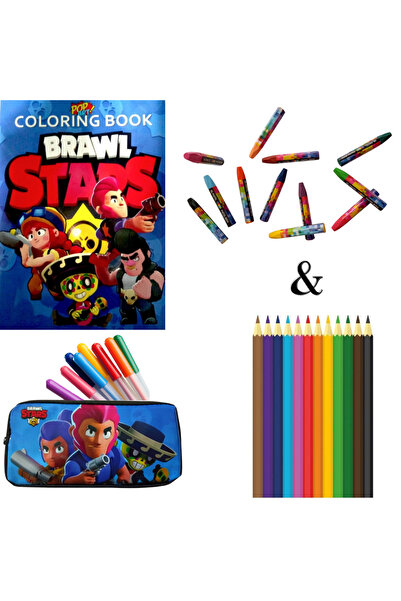 booddie Brawl Stars Boyama Kitabı Stickerlı ,Brawl Kalem Kutusu,12'li Kuru Bo...
