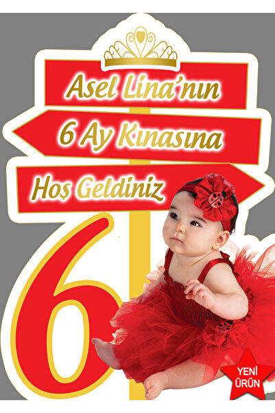 Sunligo 6 Ay Kınası Yön Panosu Masa Üstü Ayaklı Pankart 40 Cm Uzunluk Pvc Kaplı