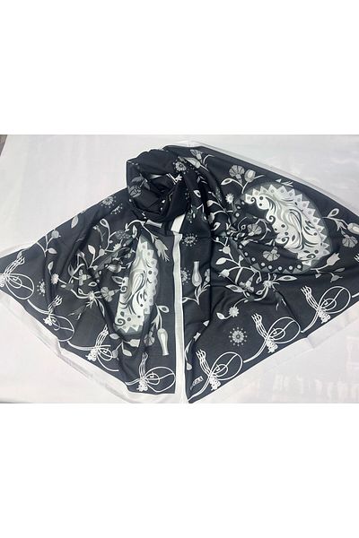 ALTUNTAŞ Women's Cotton Tuğra Patterned Etnic Shawl