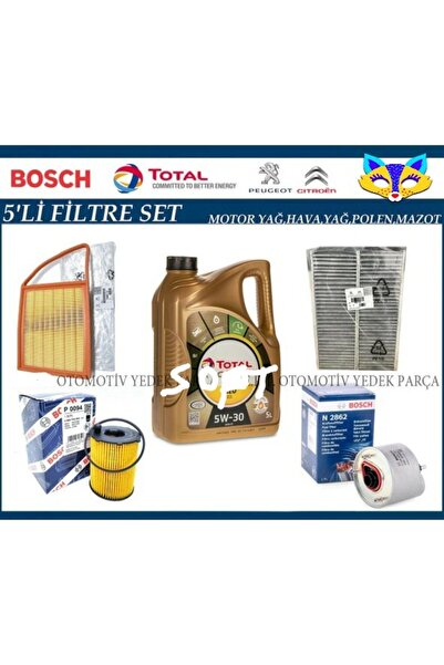 Bosch Peugeot Partner 1.6 Hdi Euro 5 Filtre Bakım Seti + TOTAL İNEO ECS 5W30 ...