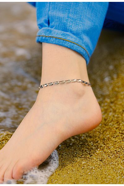 MARCİELO Accessories Steel Silver Color Stainless Anklet: Curved and Minimal Elegance