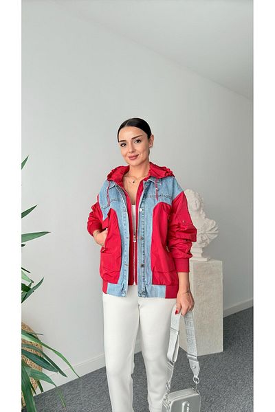 QİMYA BUTİK Veto Women's Jean Detailed Hooded Raincoat Coat