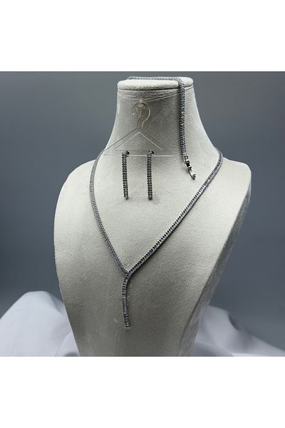 HADRA ACCESSORİES Zircon Evening Dress Necklace Earrings Bracelet Set Bridal Jewelry Set Engagement Set Party Invitation Set