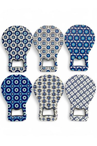 GALATA GIFT Evil Eye Bead Magnet Six (6 Pieces) for Bottles, Soda, Soda Opener Refrigerator